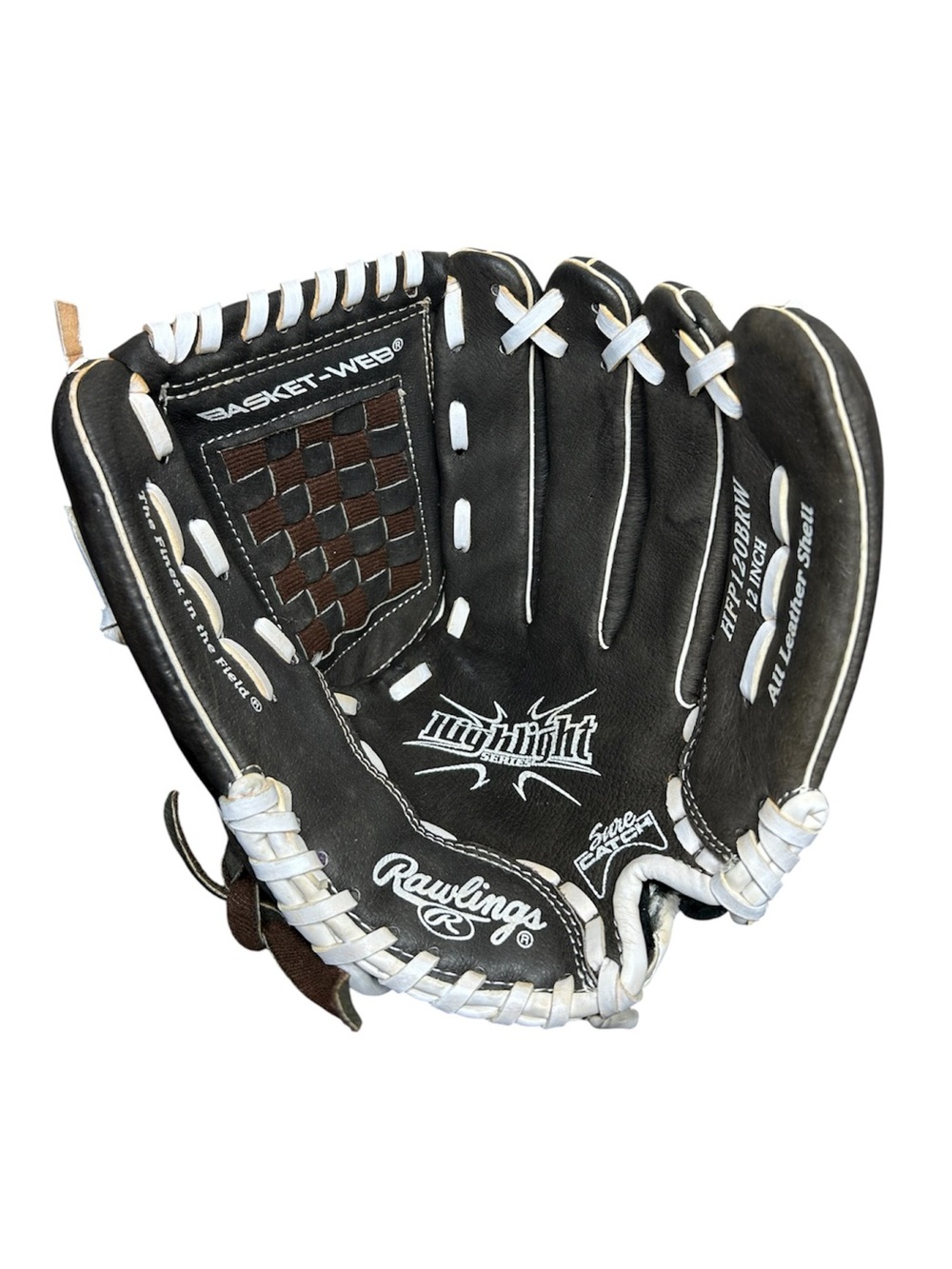 RAWLINGS Highlight 12 In. Youth Brown White Leather Softball Glove Right Handed